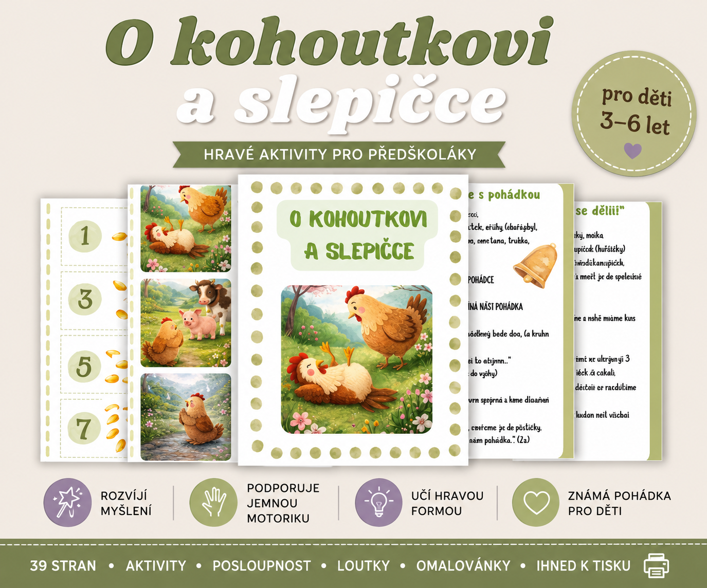 Aktivity k pohádce O kohoutkovi a slepičce